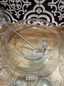 1994 Riekes Crisa Moderno 13 Piece Punch Bowl Set 11 Cups with 14 Quart Bowl