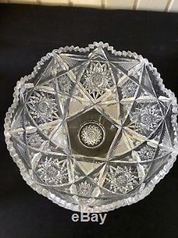 19th Century Libbey Colonna American Brilliant Cut Glass Punch Bowl