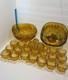 2 Hazel Atlas Amber Punch Bowls 24 Hazel Atlas Amber Cups 26 Peice Set Vintage