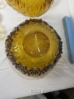 2 Hazel Atlas Amber Punch Bowls 24 Hazel Atlas Amber Cups 26 Peice Set Vintage