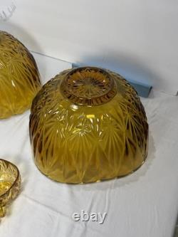 2 Hazel Atlas Amber Punch Bowls 24 Hazel Atlas Amber Cups 26 Peice Set Vintage