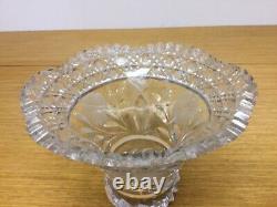 2 Pc. Antique Cut Glass Crystal 10 Tall Punch Bowl withFooted Base