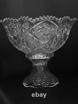 2 Pc. Imperial Glass Whirling Star Clear Punch Bowl No Cups