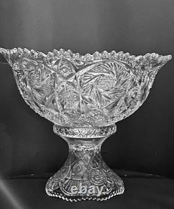 2 Pc. Imperial Glass Whirling Star Clear Punch Bowl No Cups