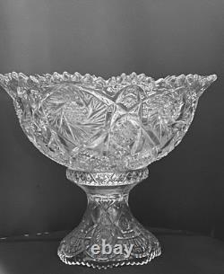 2 Pc. Imperial Glass Whirling Star Clear Punch Bowl No Cups
