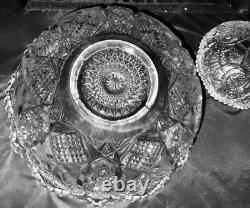 2 Pc. Imperial Glass Whirling Star Clear Punch Bowl No Cups