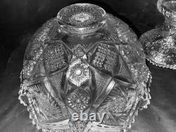 2 Pc. Imperial Glass Whirling Star Clear Punch Bowl No Cups