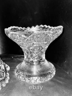 2 Pc. Imperial Glass Whirling Star Clear Punch Bowl No Cups