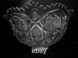 2 Pc. Imperial Glass Whirling Star Clear Punch Bowl No Cups