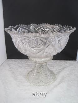 2 Pc. Imperial Glass Whirling Star or Pin Wheel Clear Punch Bowl No Cups