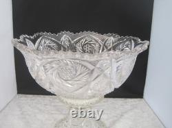 2 Pc. Imperial Glass Whirling Star or Pin Wheel Clear Punch Bowl No Cups