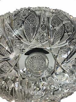 2 Piece ABP Cut Glass Punch Bowl Antique