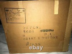 20pc Vintage L. E. SMITH Clear Glass DAISY & BUTTON Punch Bowl Set ORIGINAL BOX