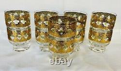 22k Gold CULVER VALENCIA rare 1 Gallon PUNCH BOWL with 10 Cups 6oz ea All Signed