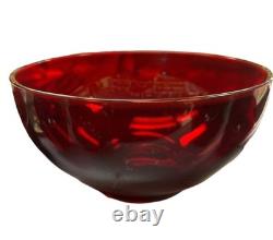 23 PC Ruby Red Vintage Glass Punch Bowl Set. 1 Bowl 15 Cups, 7 Saucers, 1 Plate