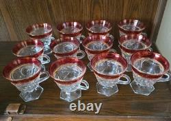 26 PC Indiana Colony Lexington Ruby Red Glass Punch Bowl Set American