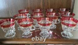 26 PC Indiana Colony Lexington Ruby Red Glass Punch Bowl Set American