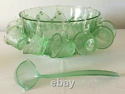 26-piece Tiara SANDWICH punch bowl set in Chantilly Green Indiana Glass