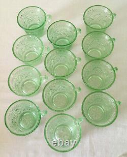 26-piece Tiara SANDWICH punch bowl set in Chantilly Green Indiana Glass