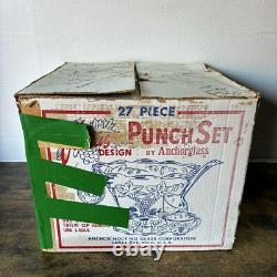 27 Piece Vintage Design Punch Set Anchorglass Anchor Hocking Glass Original Box