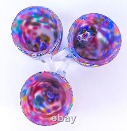 3 Millefiori Murano Mini Punch Bowl Cups Glass RARE Italy Set of 3 Beautiful Vtg