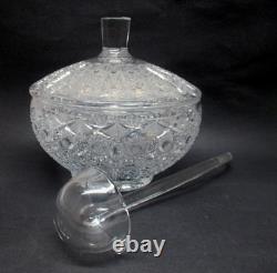 3 piece Antique CZECH QUEENS LACE large punch bowl CUT CRYSTAL
