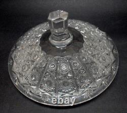 3 piece Antique CZECH QUEENS LACE large punch bowl CUT CRYSTAL