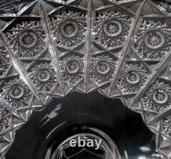 3 piece Antique CZECH QUEENS LACE large punch bowl CUT CRYSTAL