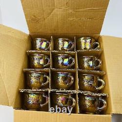 30 pc VTG Indiana Carnaval Gold GlassGrape Harvest Punch Bowl Cups Hooks & Ladle