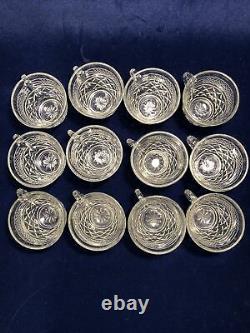 39 Pc Punch Bowl Set 12 Cups & 12 Sherbet Cups Anchor Hocking Diamond Pt Wexford