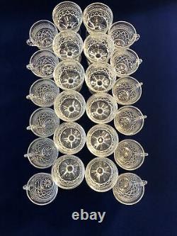 39 Pc Punch Bowl Set 12 Cups & 12 Sherbet Cups Anchor Hocking Diamond Pt Wexford