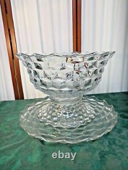 3pc Exquiste American Fostoria Diamond Pattern Large Punch Bowl/Base/Underplate