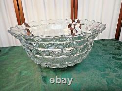 3pc Exquiste American Fostoria Diamond Pattern Large Punch Bowl/Base/Underplate