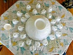 49 Piece Indiana Glass Punch Bowl Set Milk Glass Bowl Cups Ladle And Hooks