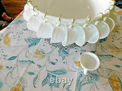 49 Piece Indiana Glass Punch Bowl Set Milk Glass Bowl Cups Ladle And Hooks