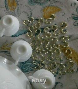 49 Piece Indiana Glass Punch Bowl Set Milk Glass Bowl Cups Ladle And Hooks