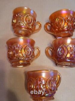 (5) Awesome Northwood Carnival Glass Marigold Memphis Pattern Punch Cups Signed