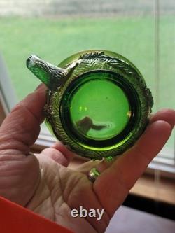 (5) Northwood Carnival Glass Green Acorn Burrs Punch Cups Signed