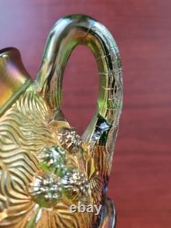 (5) Northwood Carnival Glass Green Acorn Burrs Punch Cups Signed