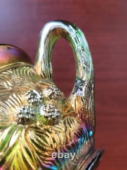 (5) Northwood Carnival Glass Green Acorn Burrs Punch Cups Signed