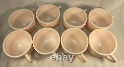 50s Jeanette Feather Pattern Shell Pink Milk Glass Punch Bowl-Base-Ladle-8 Cups