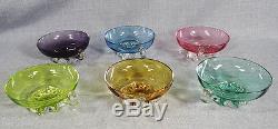 60's MOSER 6 GEM COLORS PUNCH BOWL CUPS GLASSES MUG CRYSTAL GLASS SET MODERNIST