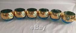 7-Piece Vintage Bohemia Czech Covered Punch Bowl with 6 matching cups