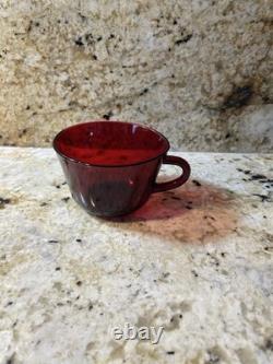 74 Vintage Duncan Miller Ruby Red/Anchor Hocking Royal Ruby Drinkware &Plate Set