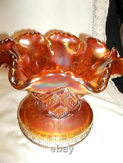 8 Pc Imperial Carnival Glass Punch Bowl & Cups Hobstar & Arches Pattern Marigold