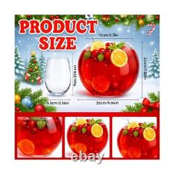 8 Pcs Glass Punch Bowl Set Christmas Party Bowl Set with 6 Punch Cups and Lad