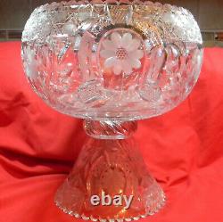 9 QT 1913 KUPFER Punch Bowl Cut Glass American Brilliant period horseshoe ABP