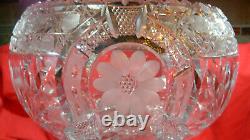 9 QT 1913 KUPFER Punch Bowl Cut Glass American Brilliant period horseshoe ABP