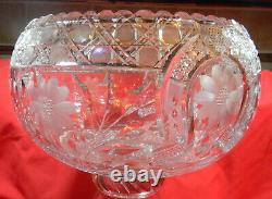 9 QT 1913 KUPFER Punch Bowl Cut Glass American Brilliant period horseshoe ABP