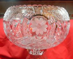 9 QT 1913 KUPFER Punch Bowl Cut Glass American Brilliant period horseshoe ABP